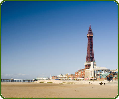 De badplaats Blackpool in Lancashire, Engeland